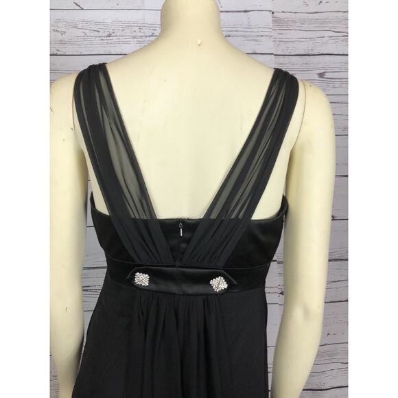 Dessy Collection lux chiffon black dress, V-neck on the front & back size 6 - Picture 10 of 12